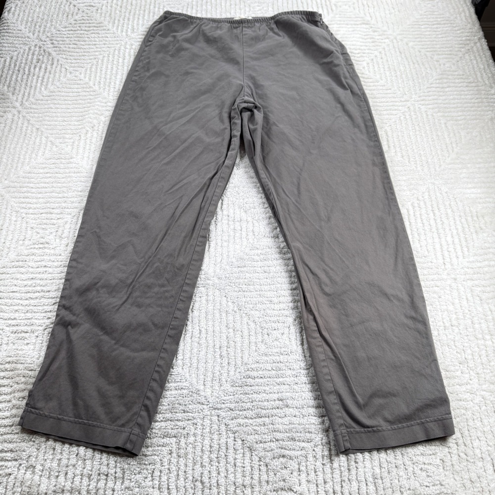 Eileen Fisher Straight Leg Pants Womens Medium Grey Organic Cotton Quiet Luxury